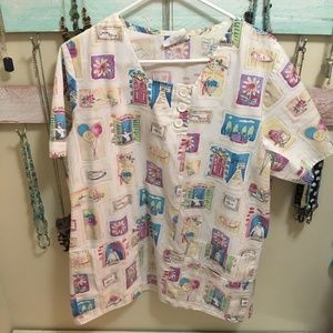 Cute Crest Scrub Top!
